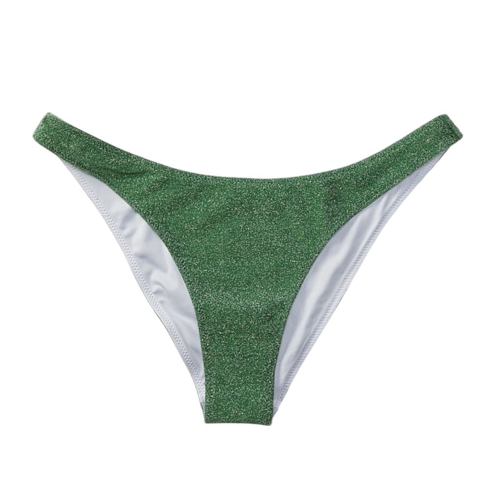 Victoria’s Secret Pink Womens Medium Forest Pine Shimmer Brazilian Bikini Bottom